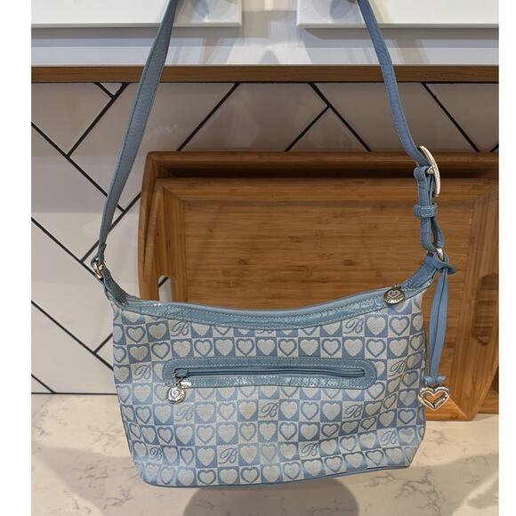 Brighton double pockets blue Jacquard croco Hobo medium Y2K shoulder bag leather - Picture 2 of 10